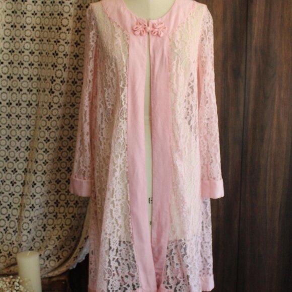 Vintage 1960s Vintage Dress and Jacket, Lilli Diamond Pink Lace Designer Frock - Picture 2 of 10